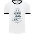 Sailing Captain Narrow Boat Barge Sailor Mens White Ringer T-Shirt White/Black