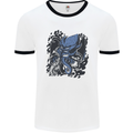 Cyberpunk Cthulhu Kraken Octopus Mens White Ringer T-Shirt White/Black