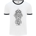 Black Mandala Art Elephant Mens White Ringer T-Shirt White/Black