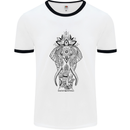 Black Mandala Art Elephant Mens White Ringer T-Shirt White/Black
