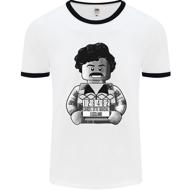 Pablo Escobar Mens White Ringer T-Shirt White/Black