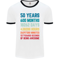 50th Birthday 50 Year Old Mens White Ringer T-Shirt White/Black