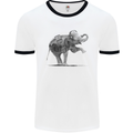 Dancing Musical Elephant Ghetto Blaster Mens White Ringer T-Shirt White/Black