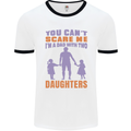 Dad With Two Daughters Funny Fathers Day Mens Ringer T-Shirt White/Black