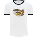 Steampunk Plane Aircraft Biplane Mens White Ringer T-Shirt White/Black