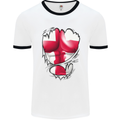 Gym St. George's Cross English Flag Muscles Mens White Ringer T-Shirt White/Black