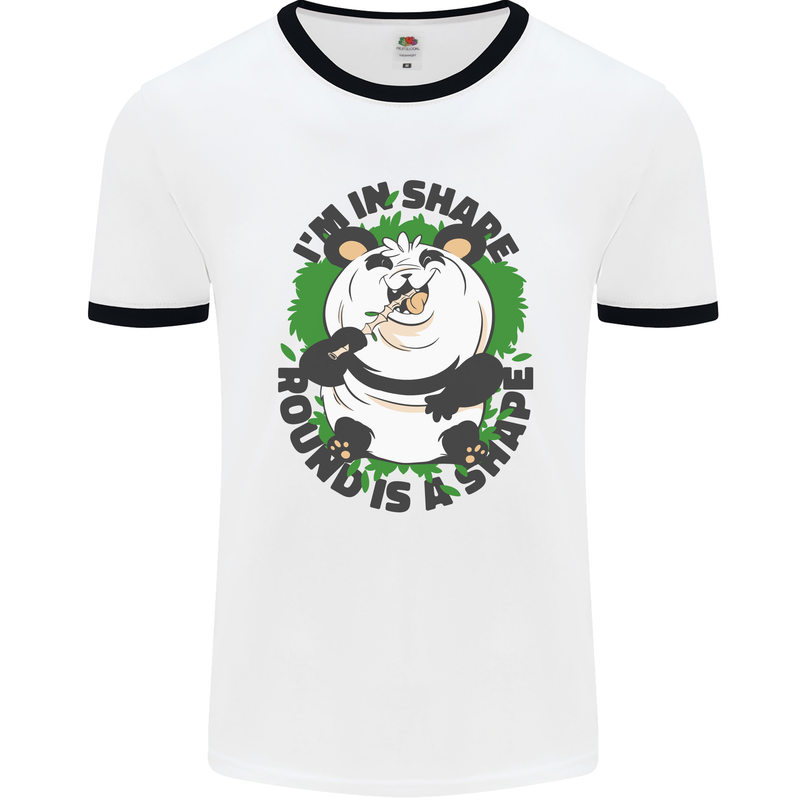 Panda Bear Funny Overweight Fat Humour Mens White Ringer T-Shirt White/Black