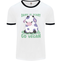 Dairy Is Scary Go Vegan Funny Mens White Ringer T-Shirt White/Black