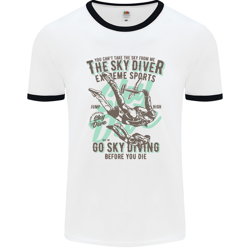 The Skydiver Extreme Sports Skydiving Mens White Ringer T-Shirt White/Black