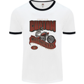 American Custom Motorcycles Biker Motorbike Mens White Ringer T-Shirt White/Black