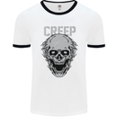 Creep Human Skull Gothic Rock Music Metal Mens White Ringer T-Shirt White/Black