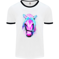 Watercolour Horse Mens White Ringer T-Shirt White/Black