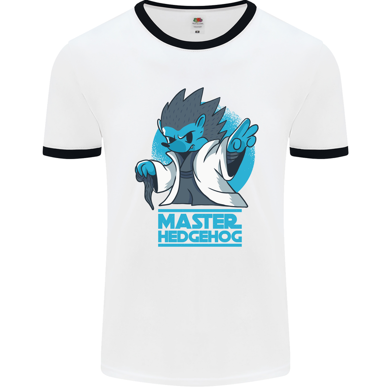 Master Hedgehog Funny Movie Parody Mens White Ringer T-Shirt White/Black