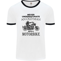 Old Man Motorbike Biker Motorcycle Funny Mens White Ringer T-Shirt White/Black