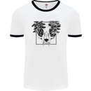 Mushroom Alien Skull Mens White Ringer T-Shirt White/Black