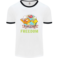 Education Is Freedom Teaching Teacher Mens White Ringer T-Shirt White/Black