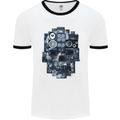 Speaker Skull Music Hi-Fi Mens White Ringer T-Shirt White/Black