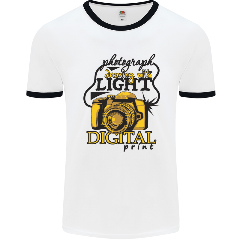 Photography Drawing With Light Photographer Mens White Ringer T-Shirt White/Black