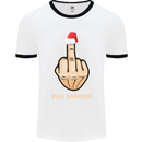 Bah Humbug Finger Flip Funny Christmas Rude Mens White Ringer T-Shirt White/Black