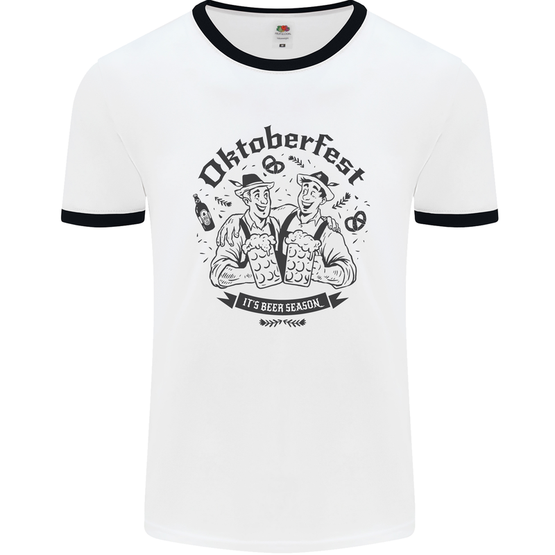 Oktoberfest Its Beer Season Mens Ringer T-Shirt White/Black