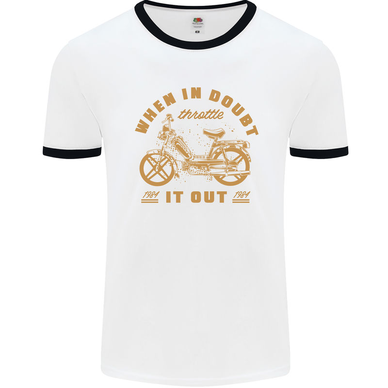 In Doubt Moped Biker Motorcycle Scooter Mens White Ringer T-Shirt White/Black