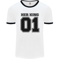 Her King Funny Valentines Day Mens Ringer T-Shirt White/Black