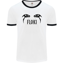 Floki Eyes Vikings Valhalla Odin Mens White Ringer T-Shirt White/Black