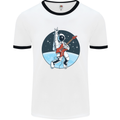 Space Rock Funny Astronaut Guitar Guitarist Mens White Ringer T-Shirt White/Black