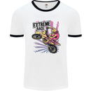 Extreme Race Motocross Dirt Bike Motorbike Mens White Ringer T-Shirt White/Black
