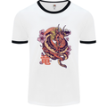 Japanese Fantasy Dragon Mens White Ringer T-Shirt White/Black