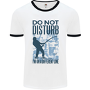 Fishing Do Not Disturb Funny Fisherman Mens White Ringer T-Shirt White/Black