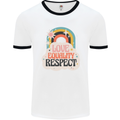 LGBT Love Equality Respect Gay Pride Day Mens White Ringer T-Shirt White/Black