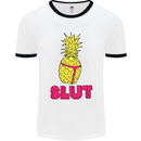 Pineapple Slut Funny Movie Theme Mens White Ringer T-Shirt White/Black