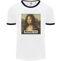 Mona Lisa Parody Monday Lisa Mens White Ringer T-Shirt White/Black