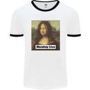 Mona Lisa Parody Monday Lisa Mens White Ringer T-Shirt White/Black