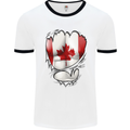 Gym Canadian Maple Leaf Flag Muscles Canada Mens White Ringer T-Shirt White/Black