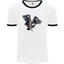 A Vulture Illustration Birds of Prey Mens Ringer T-Shirt White/Black
