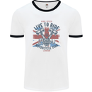 British Motorcycle Club Live to Ride Biker Mens White Ringer T-Shirt White/Black
