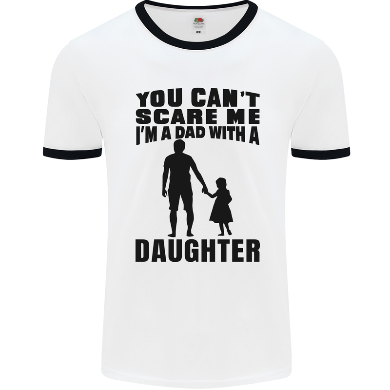 Dad With a Daughter Funny Fathers Day Mens White Ringer T-Shirt White/Black