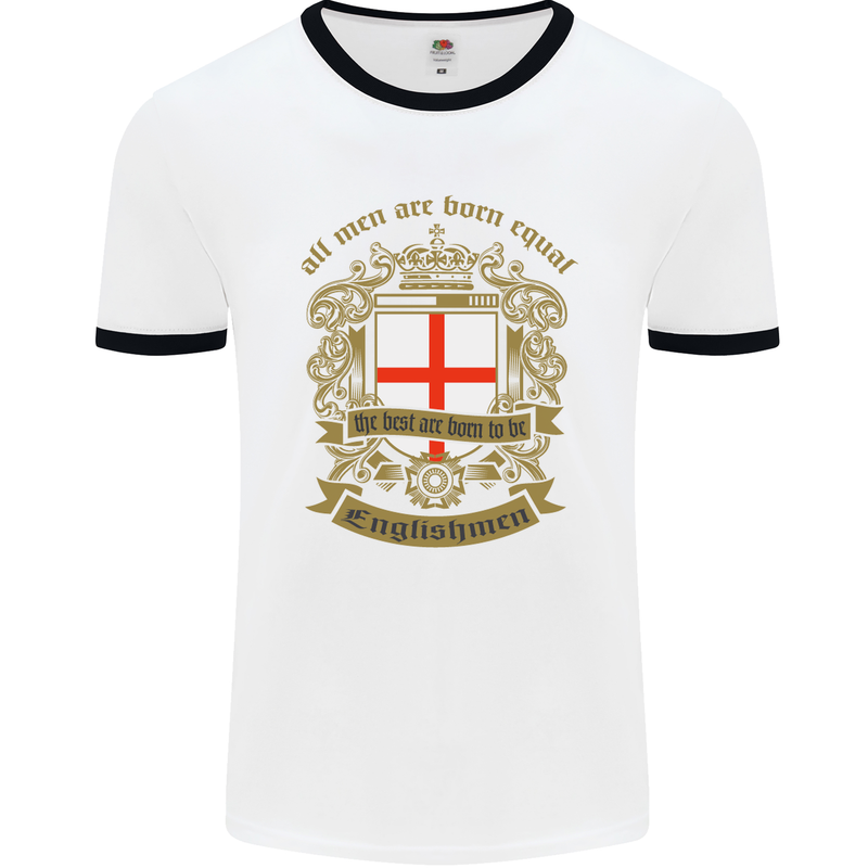 All Men Are Born Equal English England Mens White Ringer T-Shirt White/Black