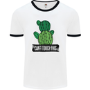 Cactus Can't Touch This Funny Gardening Mens White Ringer T-Shirt White/Black