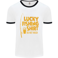 Lucky Fishing Fisherman Funny Mens White Ringer T-Shirt White/Black