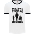 Dad With Three Daughters Funny Fathers Day Mens White Ringer T-Shirt White/Black