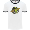 A Funny Alien Stuck in a UFO Flying Saucer Mens White Ringer T-Shirt White/Black