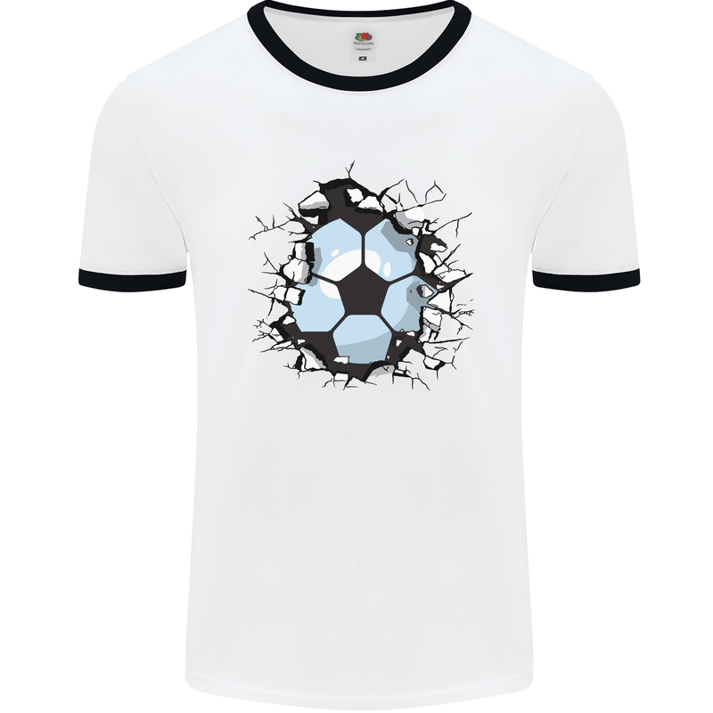 Football Smash Soccer Player Ball Mens White Ringer T-Shirt White/Black