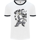 Lemur Hug You Mens Ringer T-Shirt White/Black