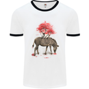Zebra and Tree Watercolour Mens White Ringer T-Shirt White/Black