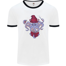 An Octopus Wizard Magic Magician Mens White Ringer T-Shirt White/Black