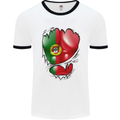 Gym Portuguese Flag Ripped Muscles Portugal Mens White Ringer T-Shirt White/Black