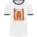 A Highland Cow Mens White Ringer T-Shirt White/Black